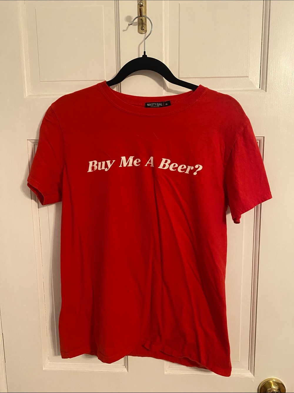 Nasty Gal Red 'Buy Me A Beer?' Graphic Tee - Men's Short Sleeve